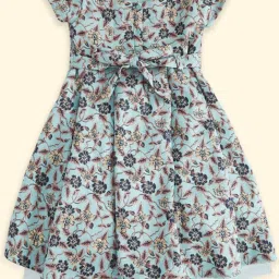 Pantaloons Junior Blue Cotton Floral Print Party Dress image 2