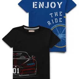 HELLCAT Royal Blue & Black Printed T-Shirt (Pack Of 2) image 1