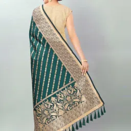 Silk Land Green Woven Pattern Dupatta image 2