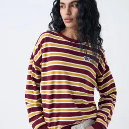 nuon women Nuon by Westside Mustard Stripe Pattern Sweatshirt-picture-38