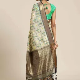 Silk Land Beige Silk Woven Saree With Unstitched Blouse image 2