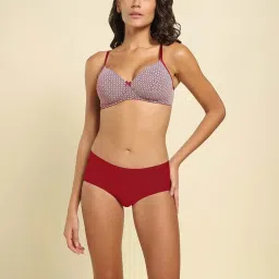 Van Heusen Red & White Cotton Printed Seamless Bra image 1