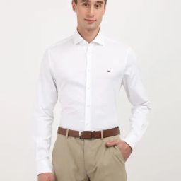 Tommy Hilfiger White Cotton Slim Fit Structured Shirt-picture-7