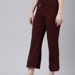showoffff SHOWOFF Maroon Cotton Lycra Straight Fit Mid Rise Trouserss image 2