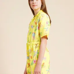 VERO MODA GIRL Banana Cream Tropical Print Regular Fit Playsuit image 3