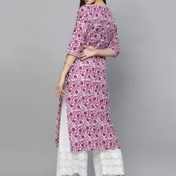Stylum Purple Cotton Printed Straight Kurta image 2