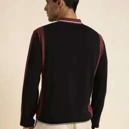 Andamen Burgundy Regular Fit Colour Block Polo T-Shirt image 2