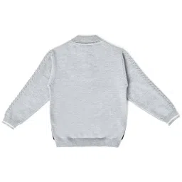 MiArcus Kids Grey & Cream Printed Full Sleeves Sweater image 2