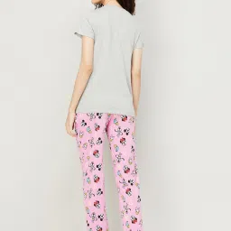 Ginger by Lifestyle Grey & Pink Printed T-Shirt With Pyjamas image 2