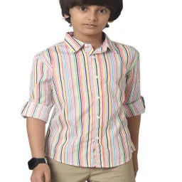 Under Fourteen Only Kids White Striped Full Sleeves Shirt-picture-37