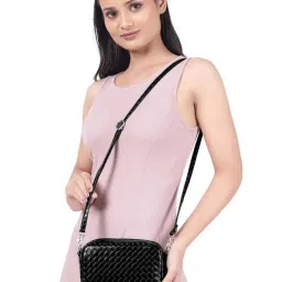 Toteteca Black Textured Medium Sling Handbag image 2