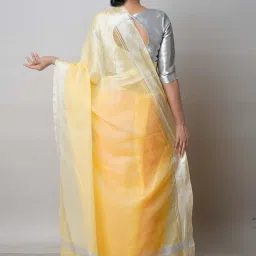 Unnati Silks Yellow Pure Cotton Saree With Unstitched Blouse image 2