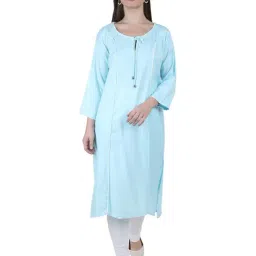PATRORNA Light Blue Regular Fit Kurta-picture-14
