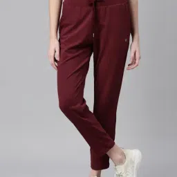 Enamor Maroon Mid Rise Track Pants-image-32