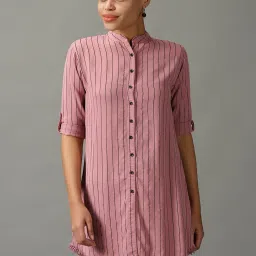 showoffff SHOWOFF Mauve Striped Longline Shirt image 2