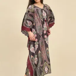 The Kaftan Company Black Regular Fit Printed Kaftan Night Dress image 4