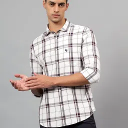 Cantabil White Cotton Regular fit Checks Shirts image 1