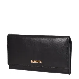 SASSORA Black Solid Rfid Wallet for Women image 2