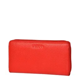 SASSORA Red Solid Rfid Zip Around Wallet for Women image 2