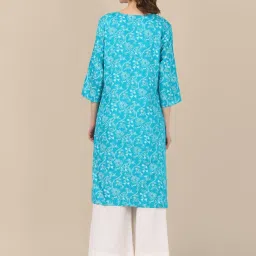 Rangita Blue Printed Straight Kurta image 2