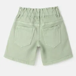 United Colors of Benetton Kids Light Green Solid Shorts image 2