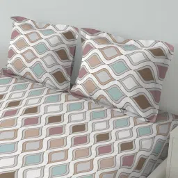 DDecor Printed Brown 136 TC Cotton Double Bedsheet with 2 Pillow Covers image 2