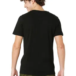 Mufti Black Cotton Slim Fit Printed T-Shirt image 2
