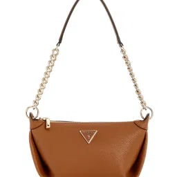 Guess Cognac Solid Meridian Top Zip Shoulder Bag image 1