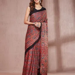Fabindia Maroon Regular Fit Saree image 1