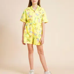 VERO MODA GIRL Banana Cream Tropical Print Regular Fit Playsuit image 4
