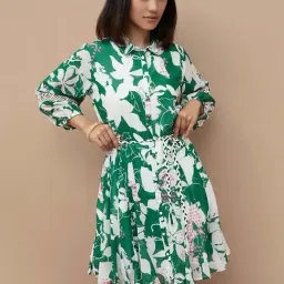 Colour Me by Melange Green Printed A-Line Dress-picture-42
