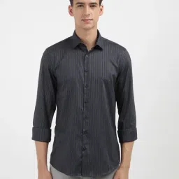 Calvin Klein Navy Cotton Slim Fit Striped Shirt-image-87