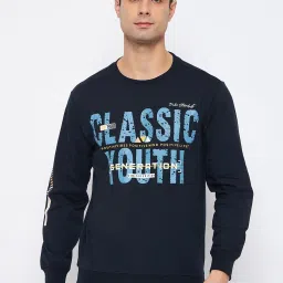 Duke Navy Regular Fit Printed Sweatshirt image 1