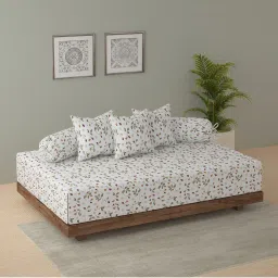 Swayam Veda White/Neutral Pure Cotton Floral Diwan Set image 1