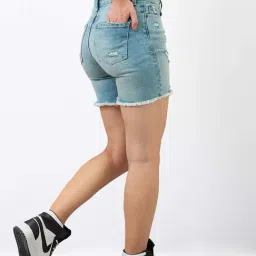 SPYKAR Blue Solid Shorts image 2