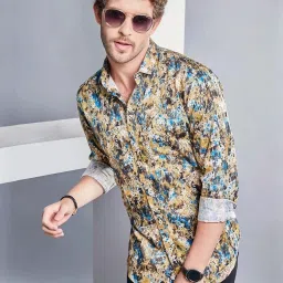 Almaty Multicolored Cotton Slim Fit Printed Shirt image 1