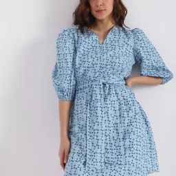 Vero Moda Blue Printed Wrap Dress image 1