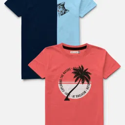 HELLCAT Blue & Pink Printed T-Shirt (Pack Of 2) image 1