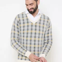 Duke White Regular fit Checks Sweater image 1