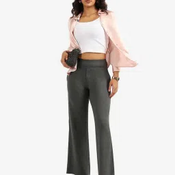 BlissClub Grey Plain Mid Rise Pants image 1