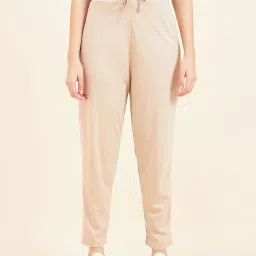 Sweet Dreams Beige & Green Color-Block Sports Track Pants image 1