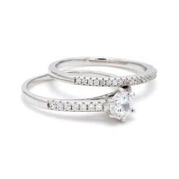 ornate jewels 925 Silver 0.5 Ct Solitaire American Diamond Half Eternity Ring with Band for Women & Girls image 2