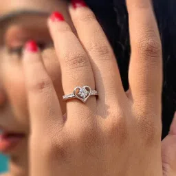 ornate jewels 925 Silver AAA Grade American Diamond Love Heart Ring for Women & Girls image 1