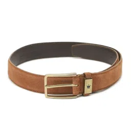 Louis Philippe Brown Leather Textured Casual Belt for Men image 1