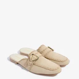 LUNA BLU by Westside Beige Embroidered Mules image 1