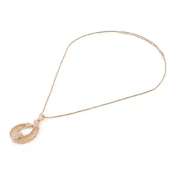 Zaveri Pearls Rose Gold Cubic Zirconia Contemporary Pendant & Earring Set image 4