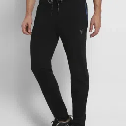 Van Heusen Athleisure Regular Fit Smart Tech Easy Stain Release Solid Trackpants - Black image 3