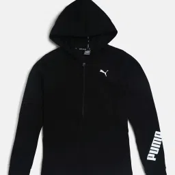 Puma Kids Modern Sports Black Cotton Logo Print Hoodie image 1