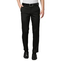 Park Avenue Black Regular Fit Self Pattern Flat front trousers image 1