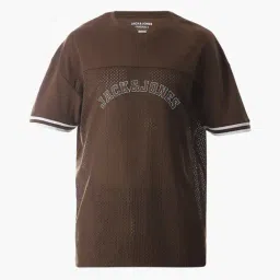 Jack & Jones Brown Cotton Oversized Printed T-Shirt image 5